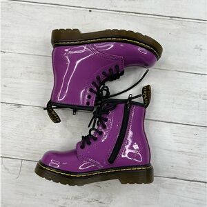 Dr. Martens Junior Purple Patent Leather Lace up Boots Size 8